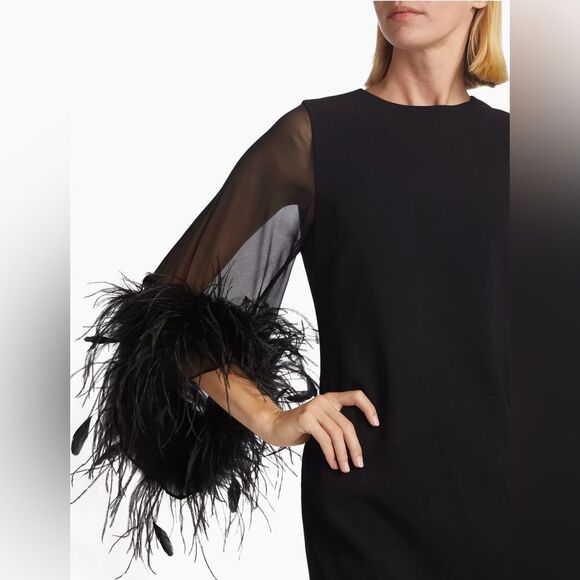 Alice + Olivia  Izola Feather-Trim Minidress size 8 - Picture 5 of 16